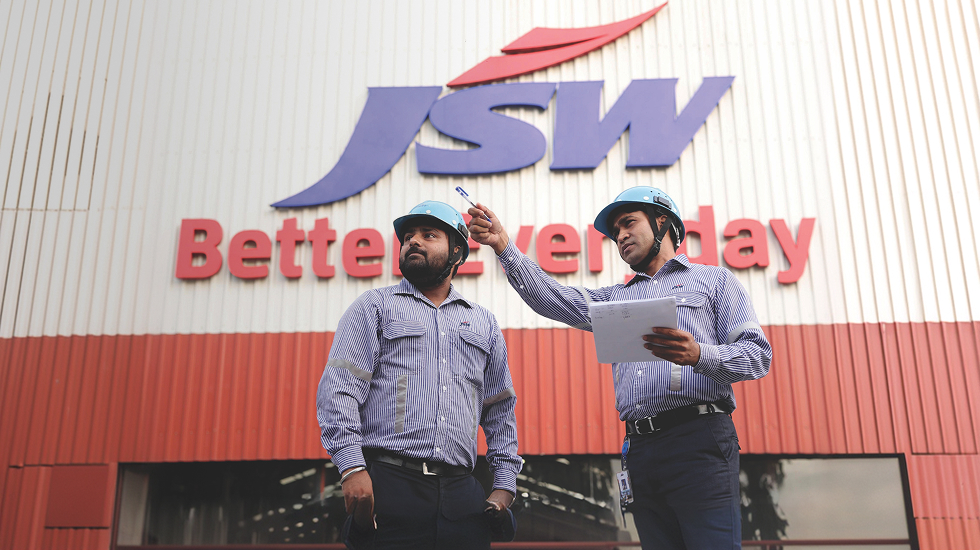 JSW Steel employees below the Better Everyday sign