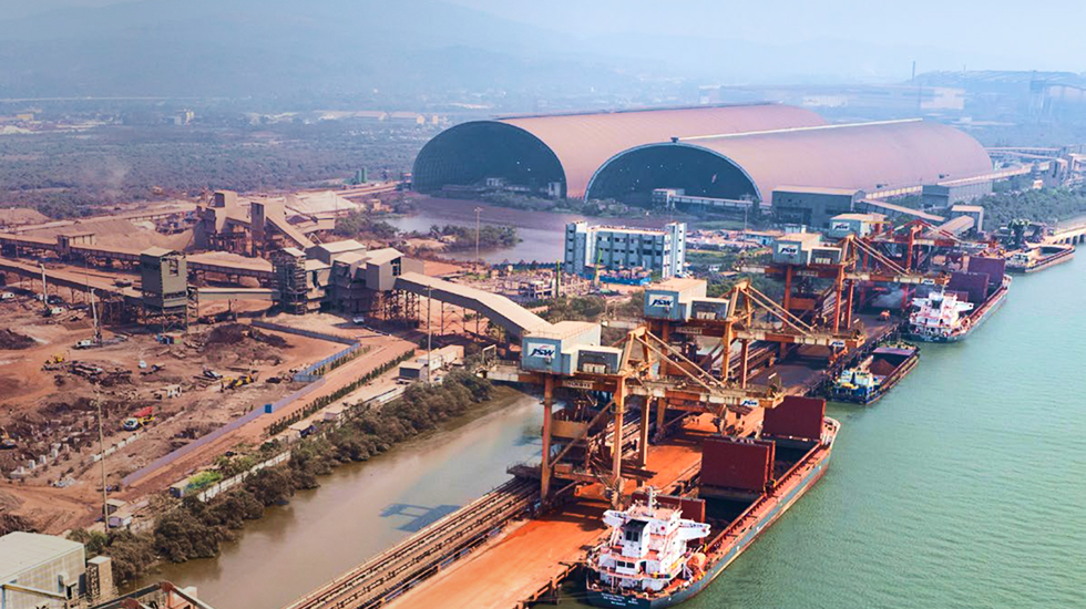 Aerial view of JSW port and ore dome