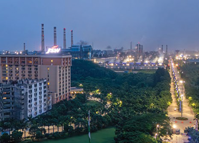 JSW Steel plant township at night